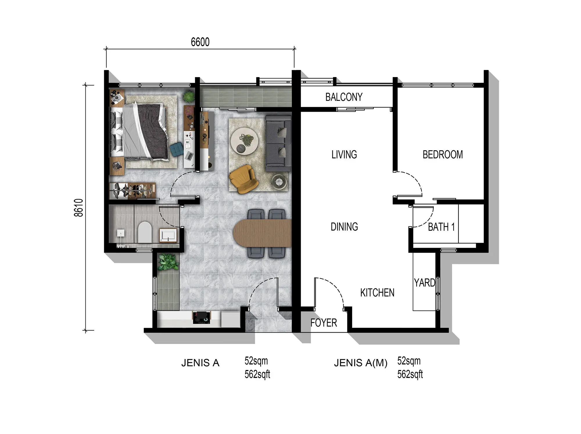 Type A floor plan at Parkland By The River